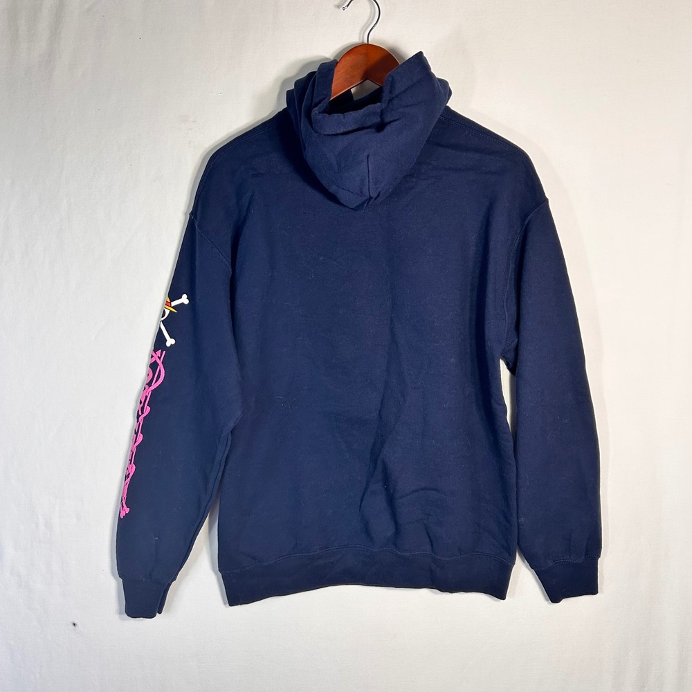 One Piece Anime Hoodie Navy Blue Pink Jolly Roger Graphic Sweatshirt Medium - Picture 5 of 5